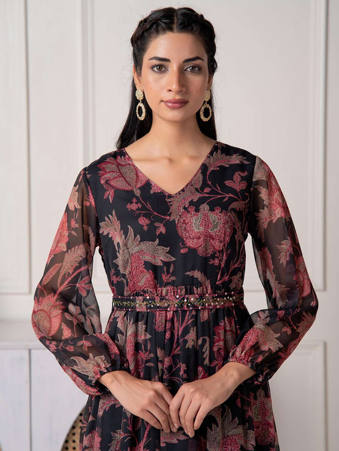 women floral printed puff sleeve tiered maxi dress - 22183434 -  Standard Image - 4