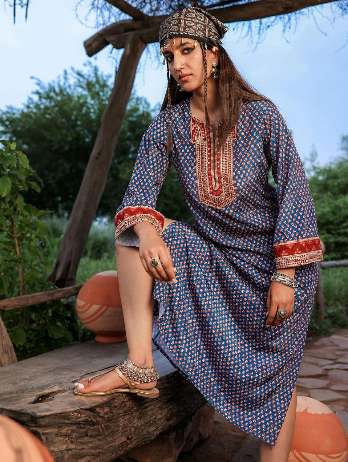 women printed long sleeve straight kurta  - 22183449 -  Standard Image - 1