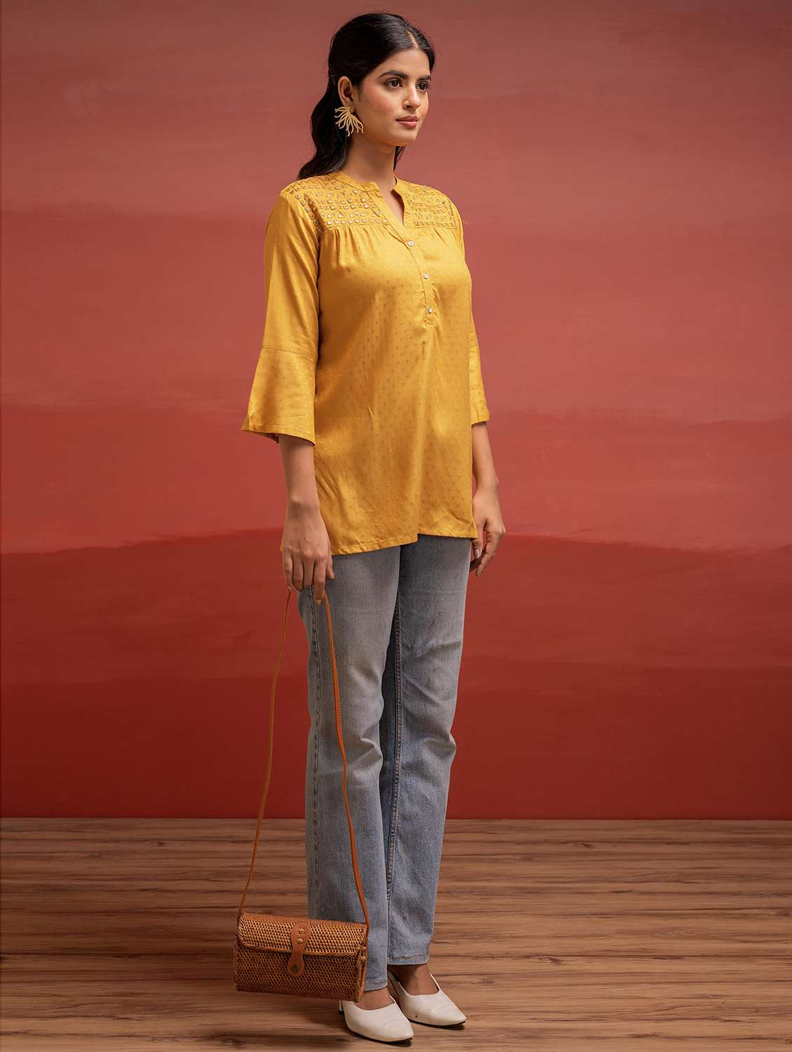 women self designed bell sleeve straight kurti - 22183452 -  Standard Image - 4