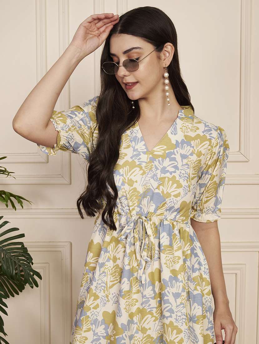 women printed short sleeve tiered dress - 22183572 -  Standard Image - 4