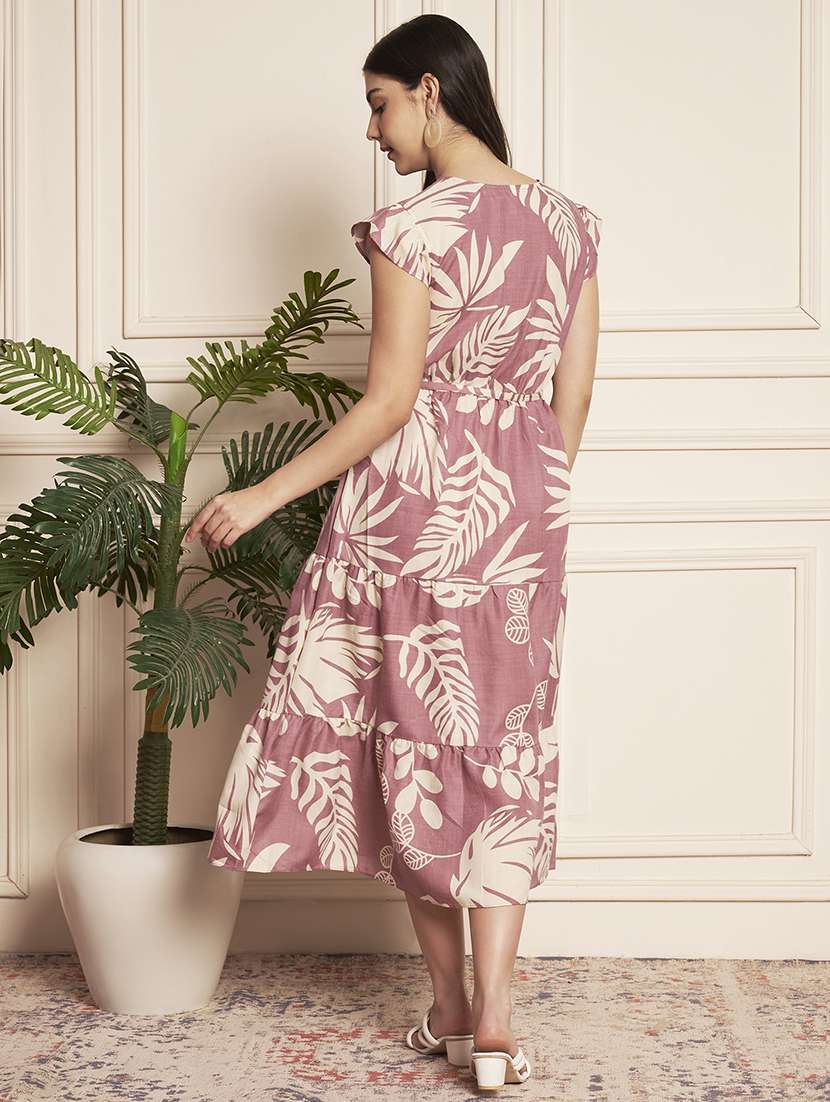 women printed cap sleeve tiered dress - 22183573 -  Standard Image - 4