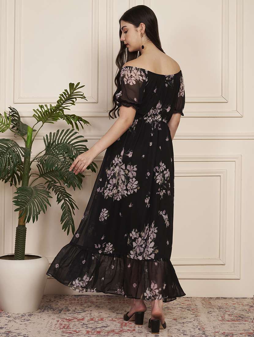 women floral print off shoulder tiered dress - 22183576 -  Standard Image - 4