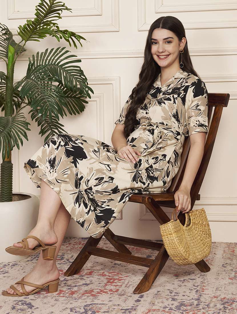 women printed short sleeve a-line dress - 22183577 -  Standard Image - 1