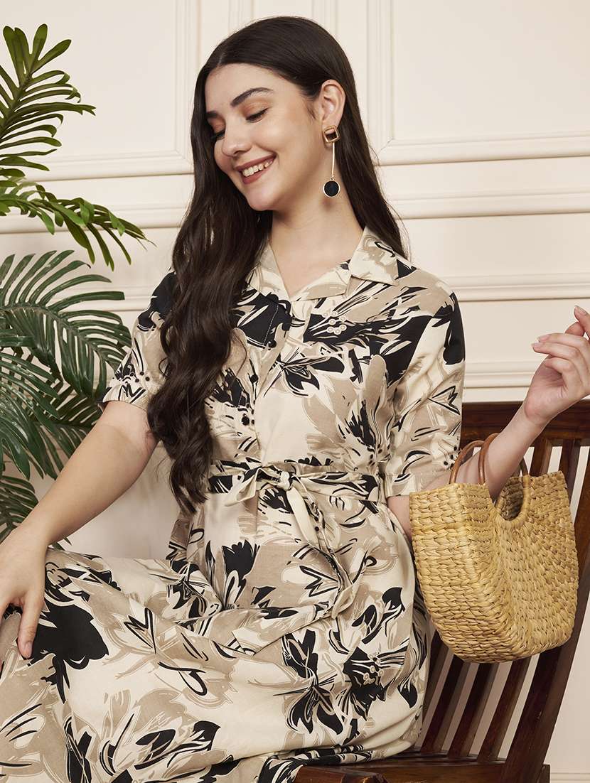 women printed short sleeve a-line dress - 22183577 -  Standard Image - 4