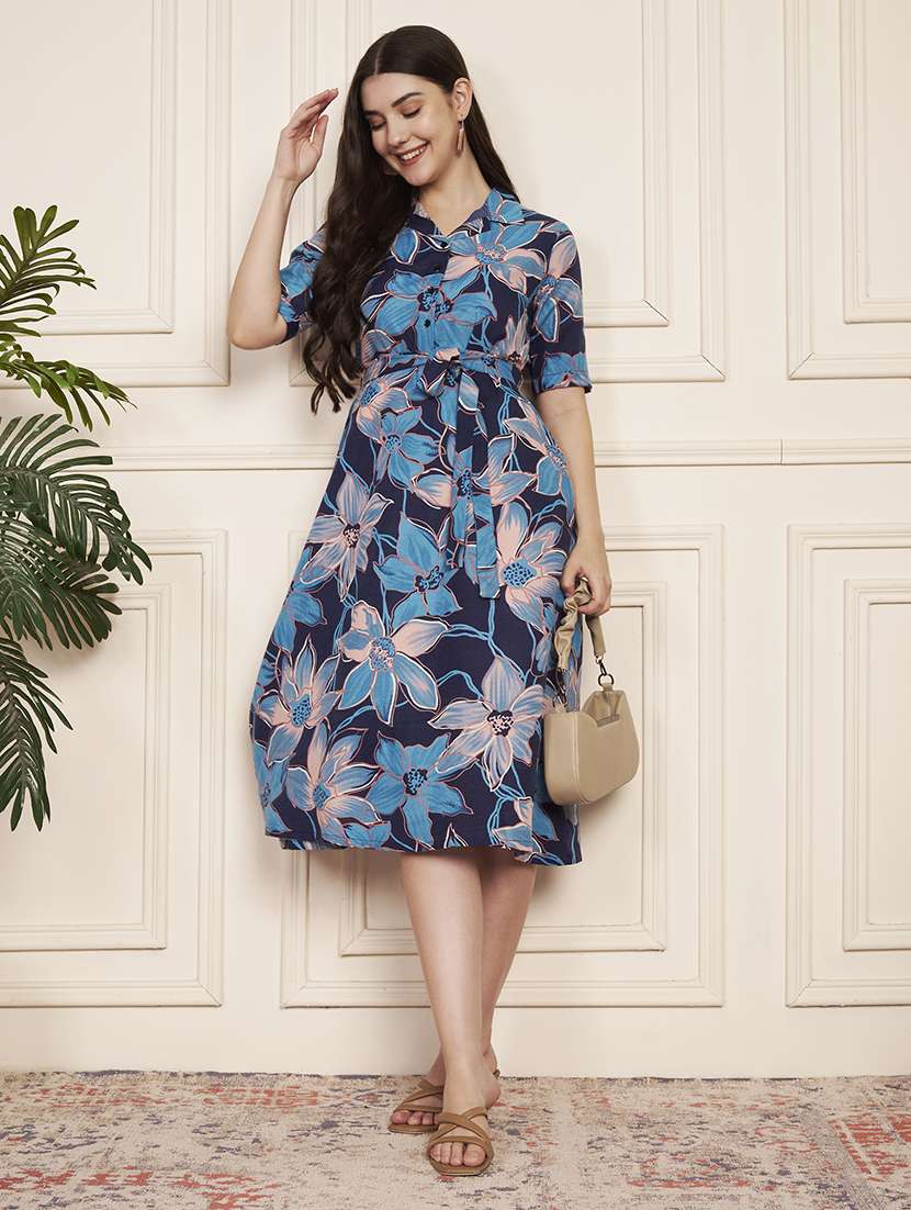 women printed short sleeve a-line dress - 22183578 -  Standard Image - 1