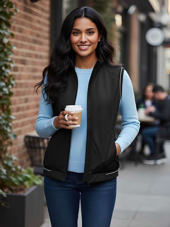 women solid sleeveless bomber jacket