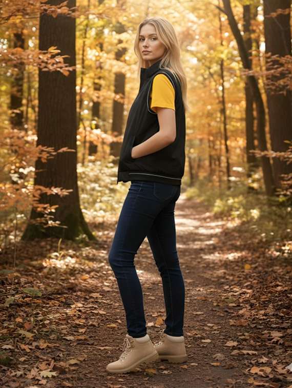 women solid sleeveless stand collar biker jacket - 22183600 -  Standard Image - 1