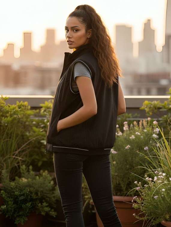 women solid sleeveless bomber jacket - 22183606 -  Standard Image - 1