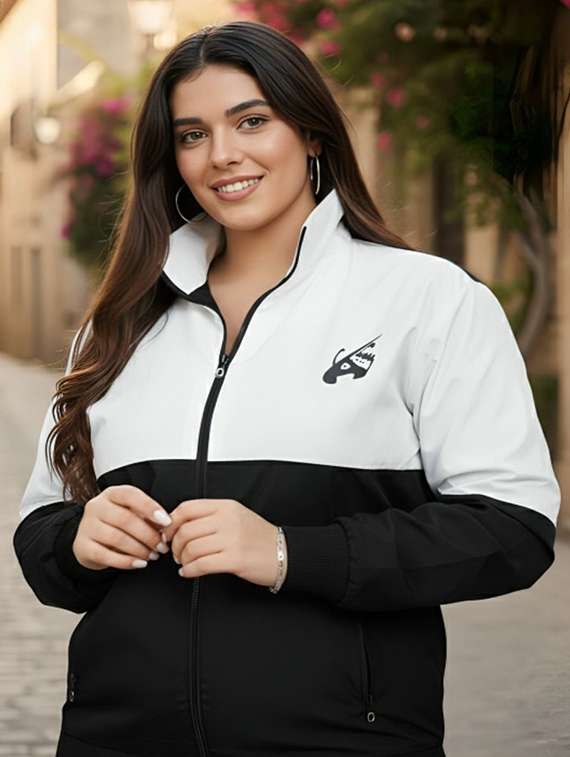 women color blocked long sleeve regular jacket