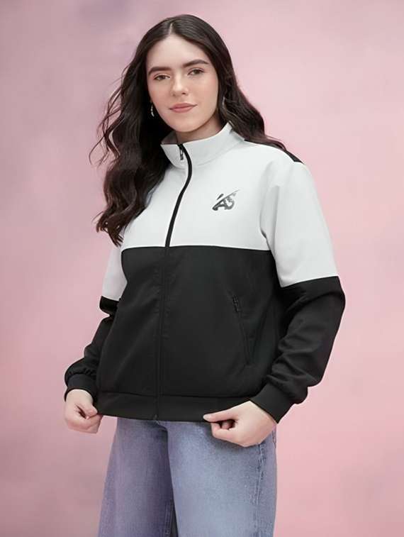 women color blocked long sleeve bomber jacket - 22183616 -  Standard Image - 1