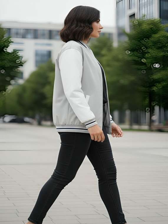 women color blocked long sleeve varsity jacket - 22183635 -  Standard Image - 1