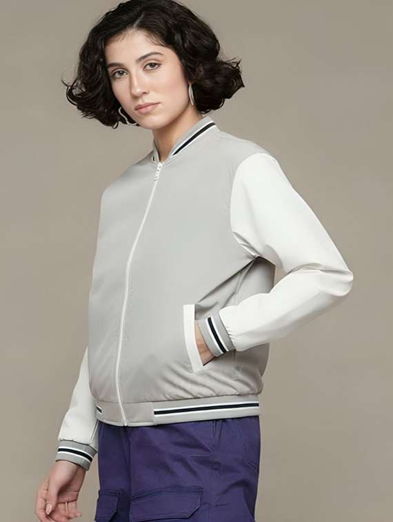 multi colored polyester varsity  jacket - 22183638 -  Standard Image - 1