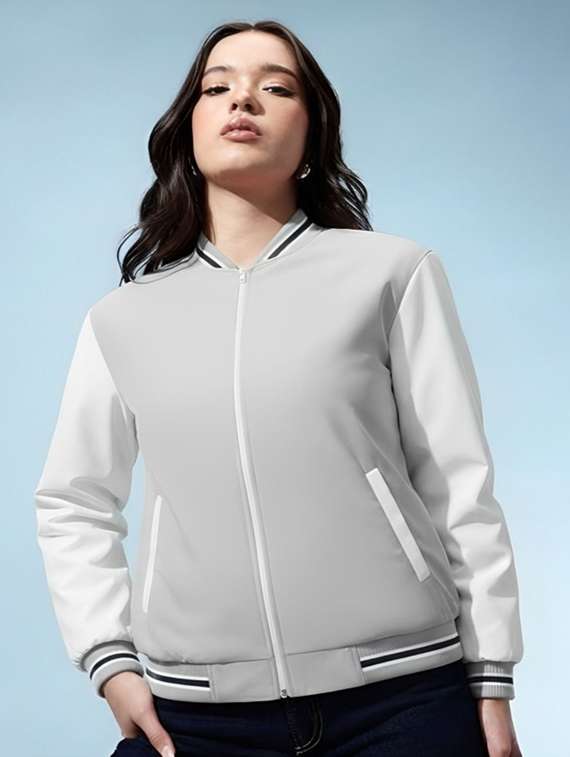 women color blocked sleeveless bomber jacket - 22183639 -  Standard Image - 1