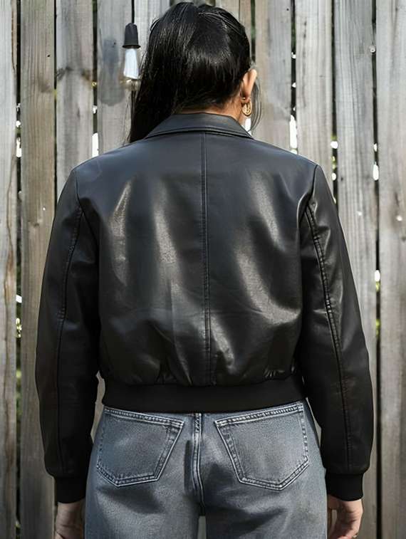 navy blue faux leather bomberbiker jacket - 22183643 -  Standard Image - 1