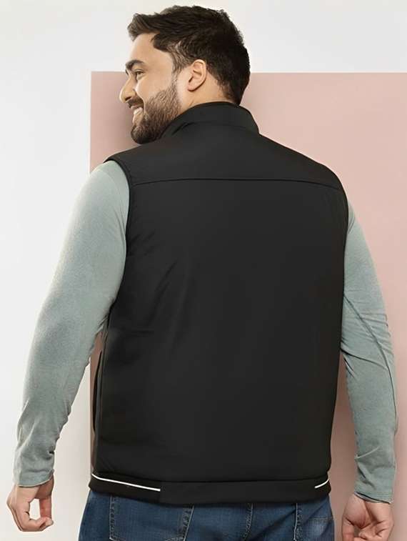 men solid sleeveless bomber jacket - 22183650 -  Standard Image - 1