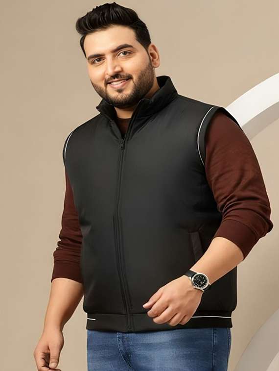 men solid sleeveless bomber jacket - 22183651 -  Standard Image - 1