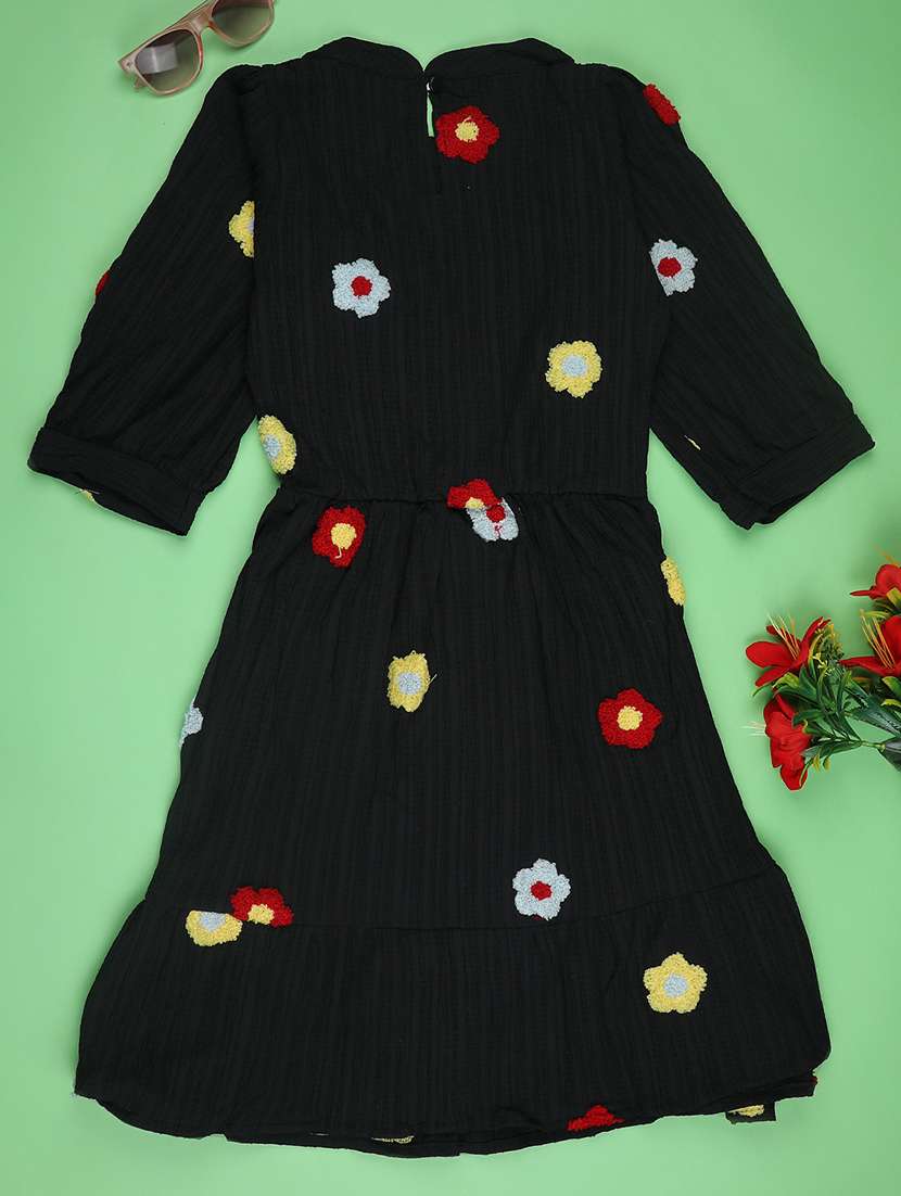 girls embroidered round neck a-line dress - 22183694 -  Standard Image - 1