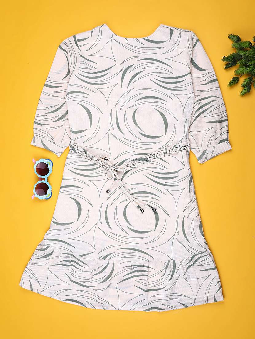 girls printed three quarter sleeve tiered dress - 22183702 -  Standard Image - 1