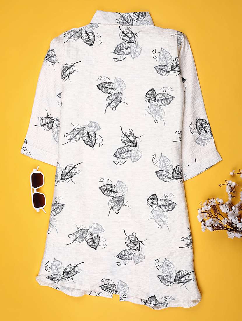 girls printed three quarter sleeve collared shirt dress - 22183703 -  Standard Image - 1