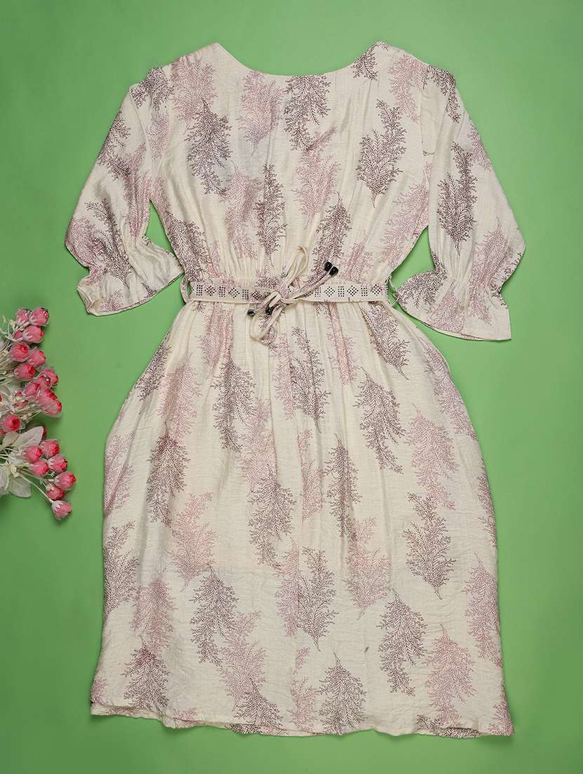 girls printed three quarter sleeve a-line dress - 22183704 -  Standard Image - 1