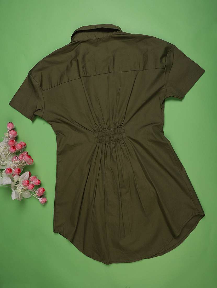 girls solid short sleeve collared shirt dress - 22183705 -  Standard Image - 1