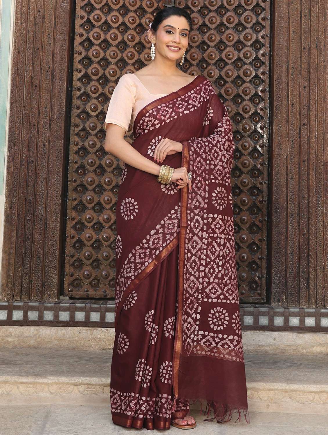 women batik printed saree with blouse - 22183722 -  Standard Image - 1