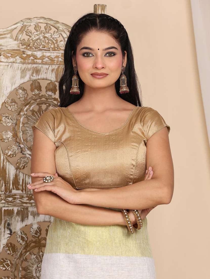 women solid with bordered saree with blouse - 22183742 -  Standard Image - 6