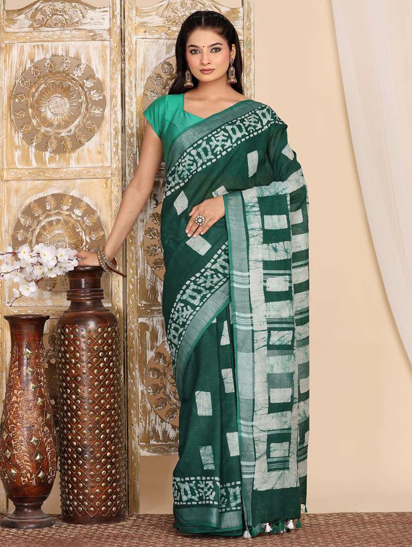 women batik printed saree with blouse - 22183745 -  Standard Image - 1