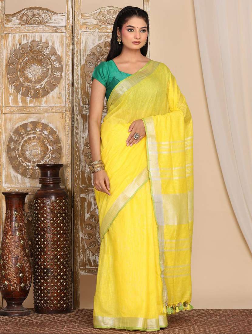 women solid with bordered saree with blouse - 22183746 -  Standard Image - 1
