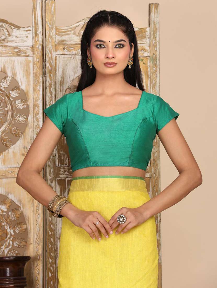 women solid with bordered saree with blouse - 22183747 -  Standard Image - 6