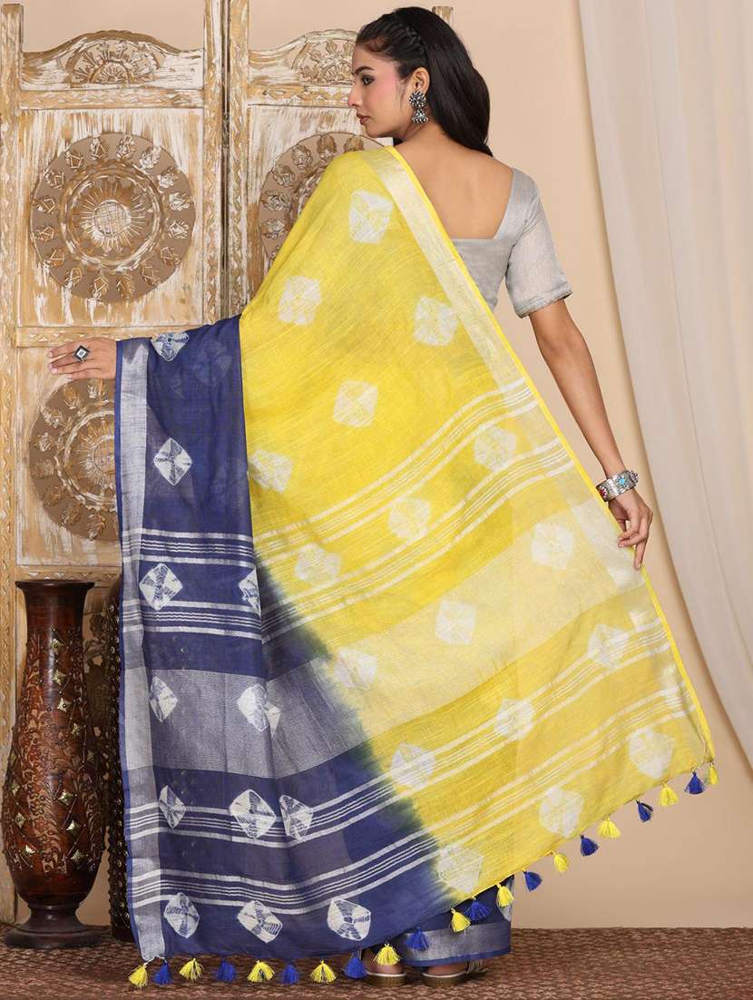 women tie & dye printed saree with blouse - 22183748 -  Standard Image - 4