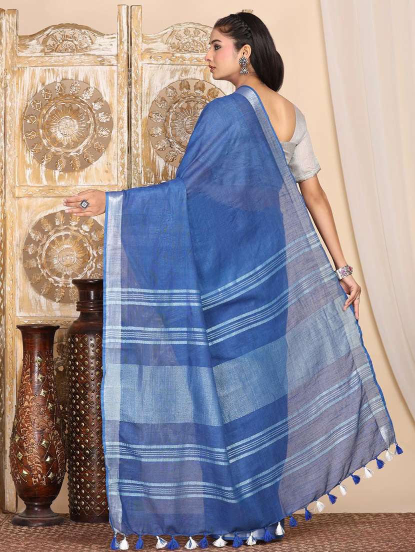 women solid with bordered saree with blouse - 22183749 -  Standard Image - 4