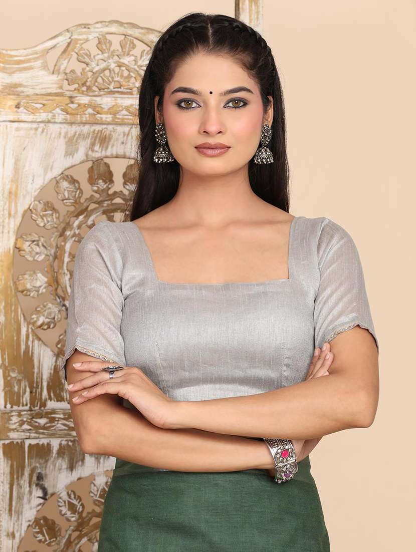 women solid with bordered saree with blouse - 22183750 -  Standard Image - 6