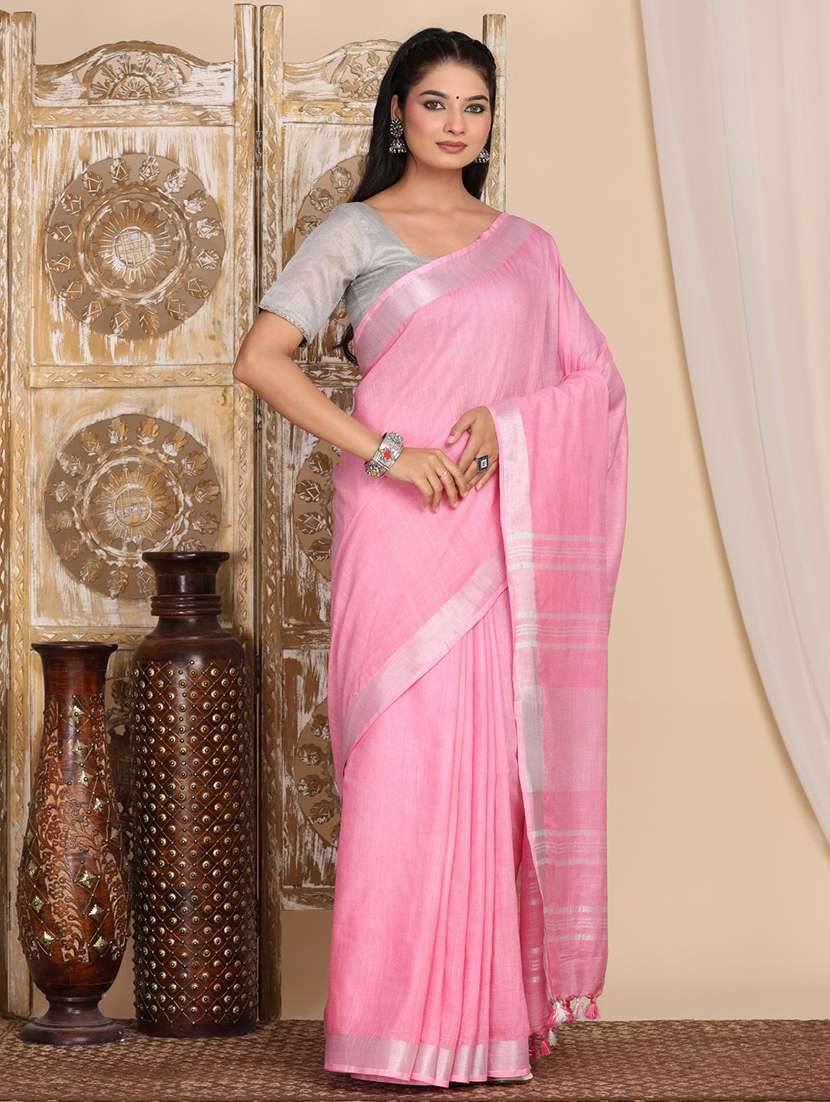 women solid with bordered saree with blouse - 22183751 -  Standard Image - 1