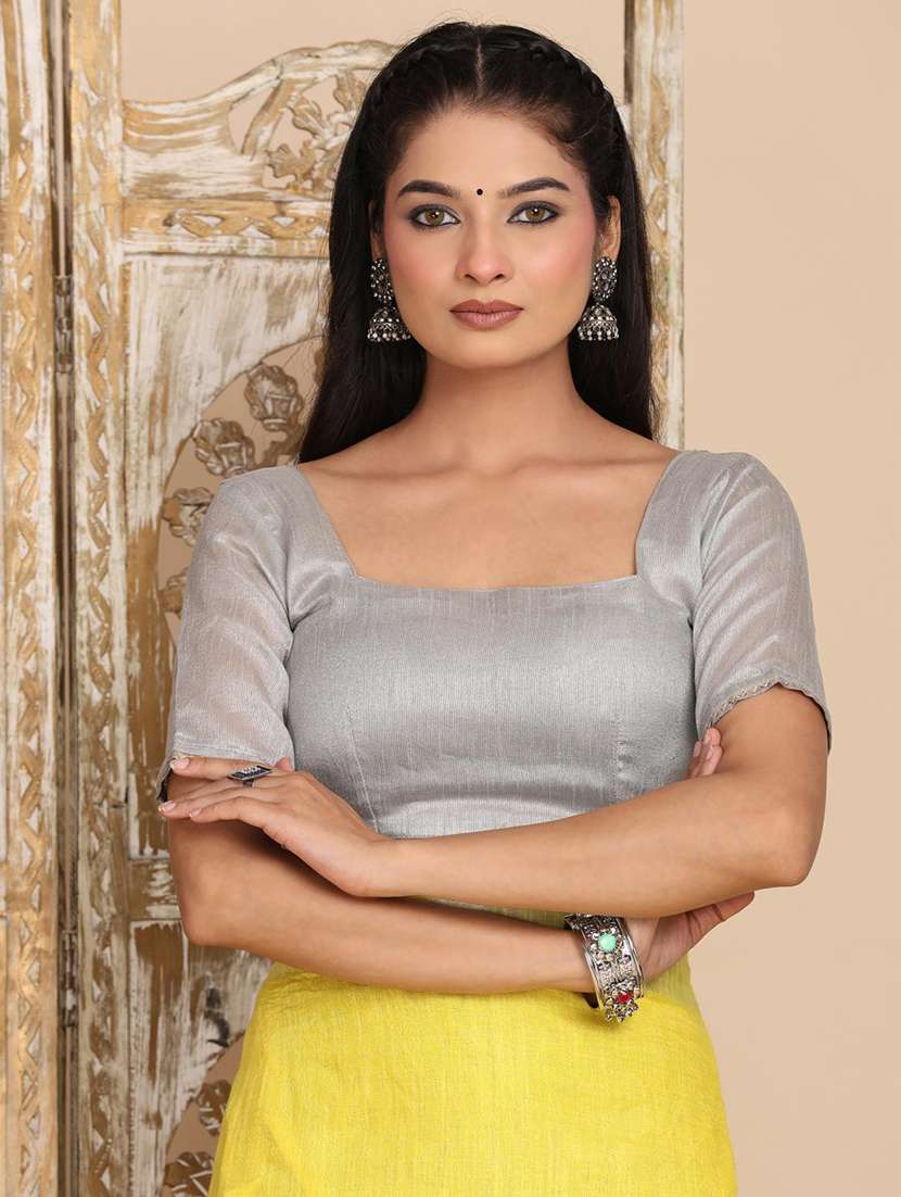 women solid with bordered saree with blouse - 22183752 -  Standard Image - 6