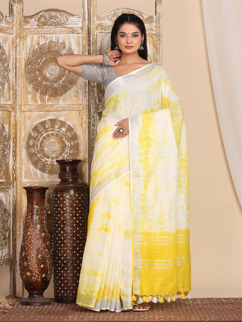 women tie & dye printed saree with blouse - 22183754 -  Standard Image - 1