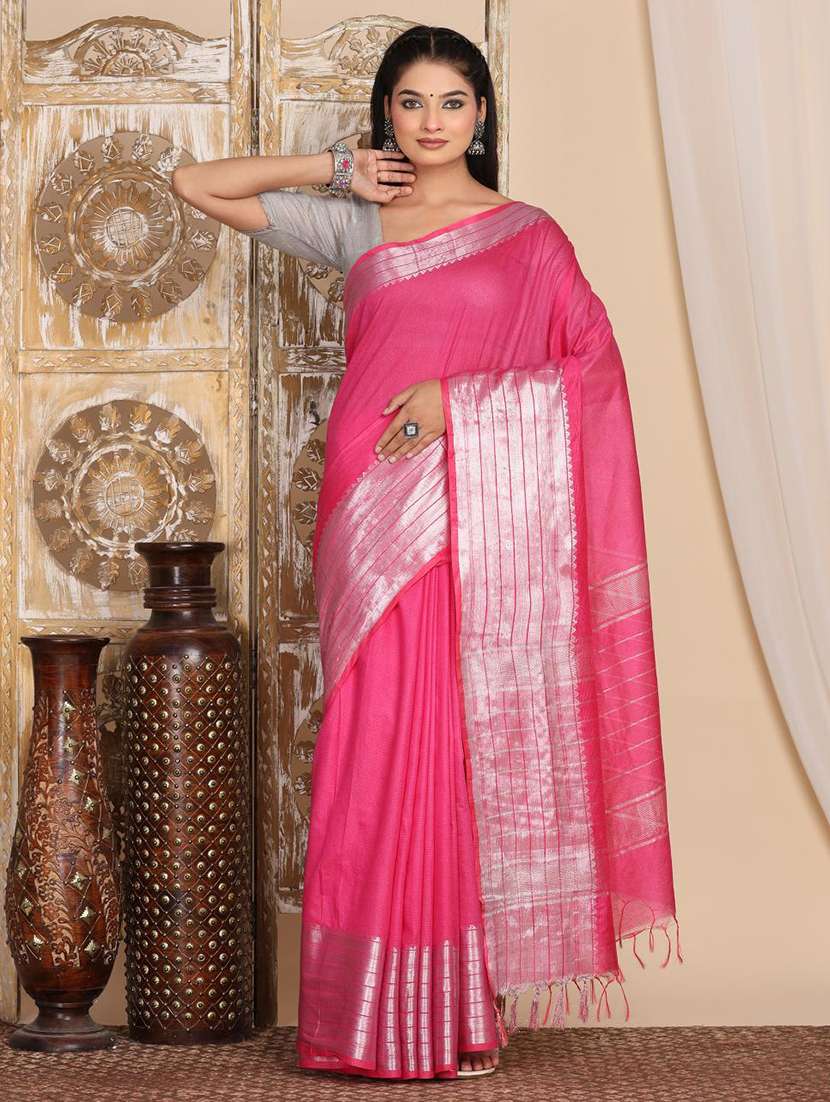 women solid with bordered saree with blouse - 22183756 -  Standard Image - 1