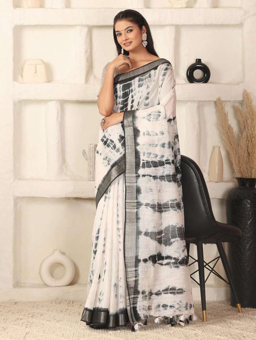 women tie & dye printed saree with blouse - 22183760 -  Standard Image - 1