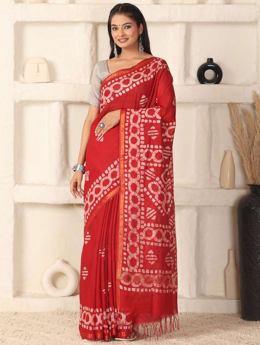women batik printed saree with blouse - 22183763 -  Standard Image - 1
