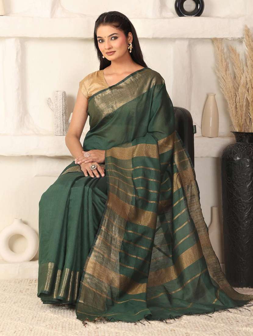 women solid with bordered saree with blouse - 22183771 -  Standard Image - 1