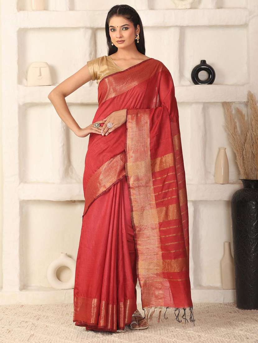 women solid with bordered saree with blouse - 22183773 -  Standard Image - 1