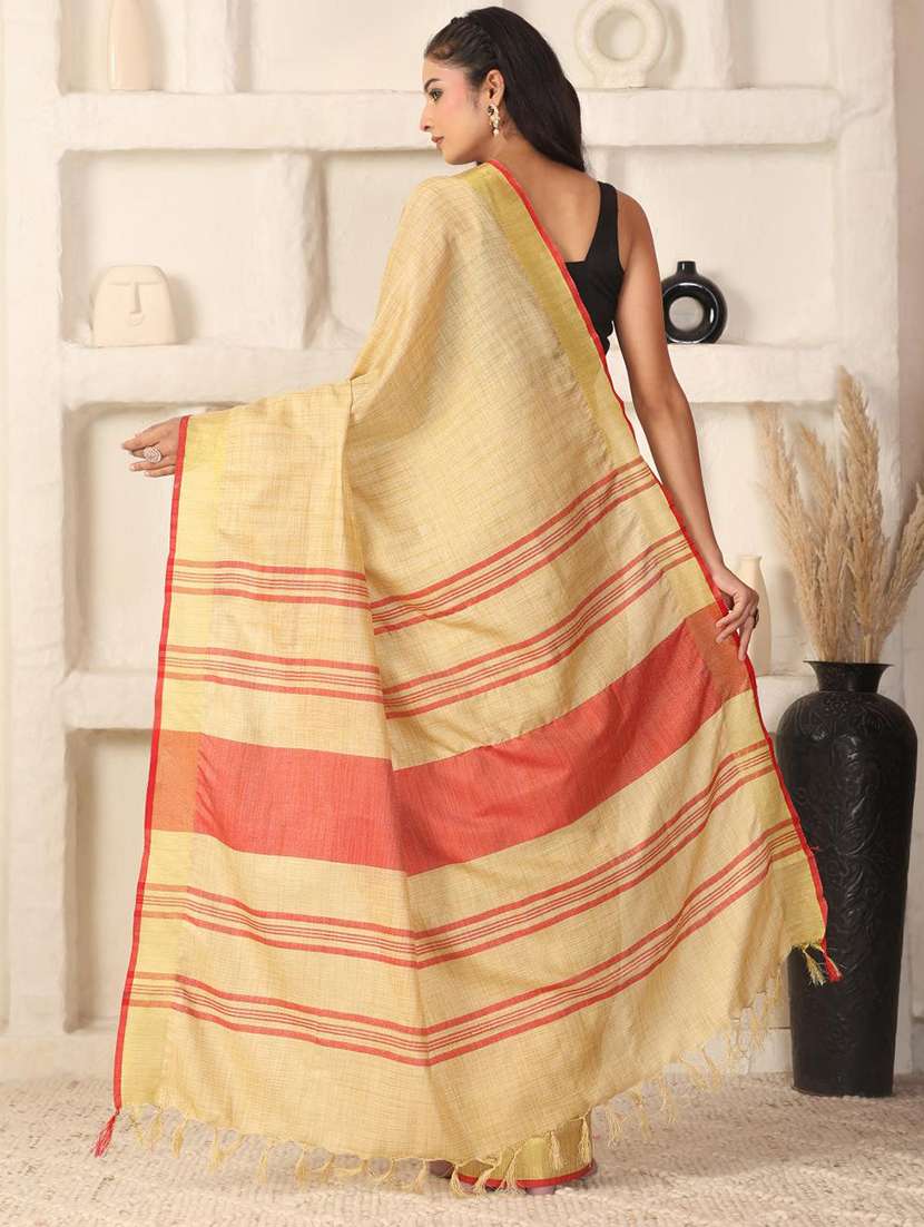 women solid with bordered saree with blouse - 22183775 -  Standard Image - 4