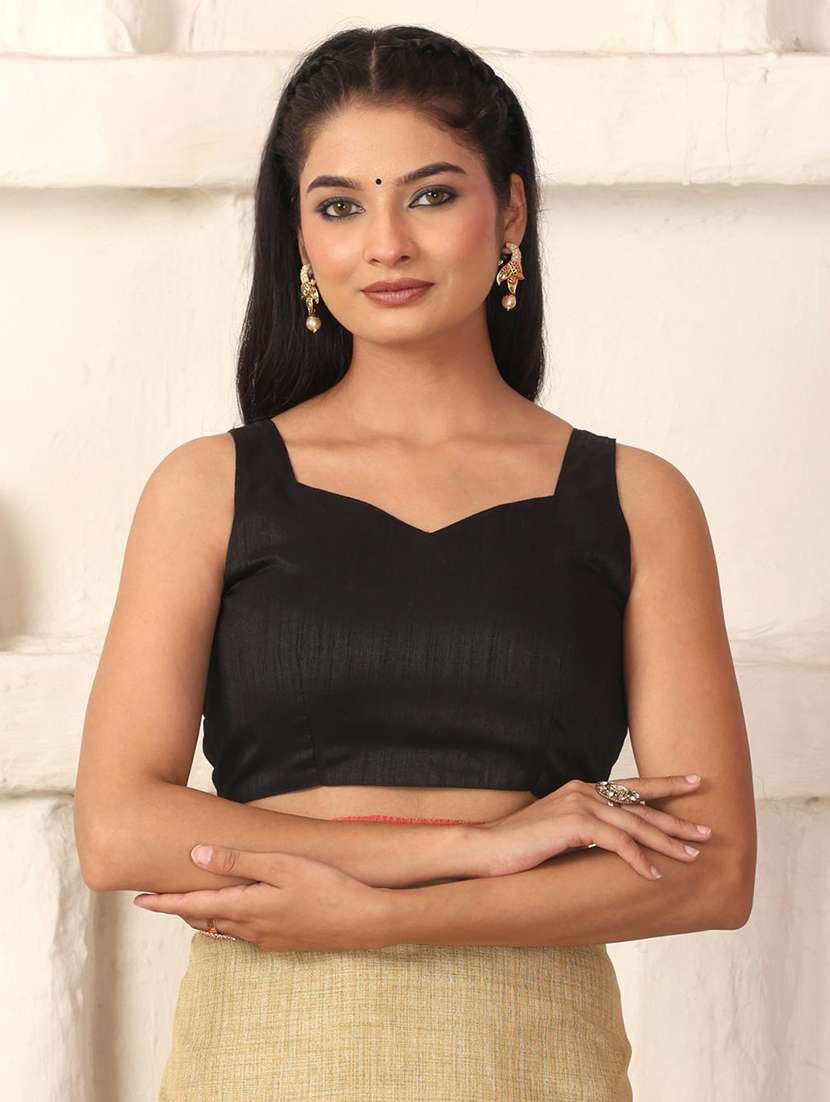 women solid with bordered saree with blouse - 22183775 -  Standard Image - 6