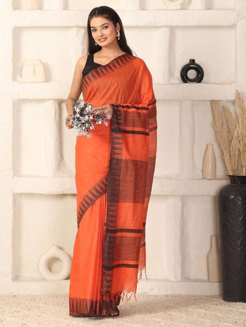 women solid with bordered saree with blouse - 22183776 -  Standard Image - 1