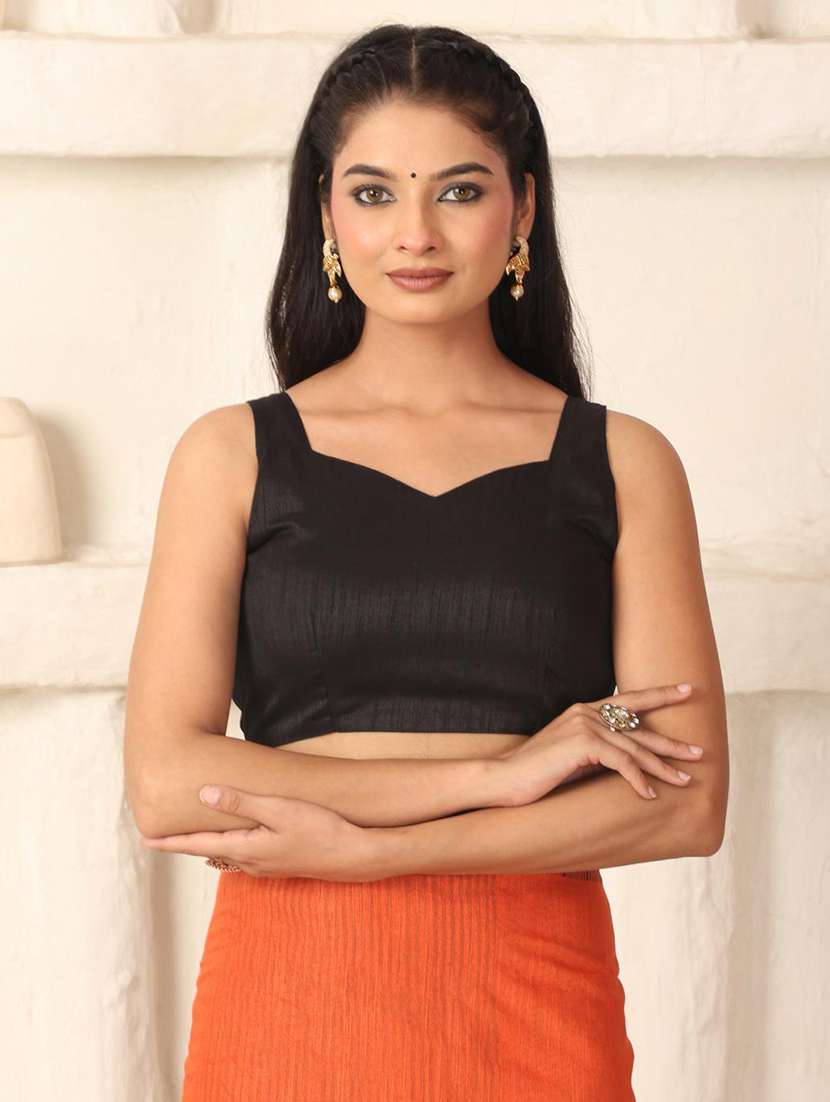 women solid with bordered saree with blouse - 22183776 -  Standard Image - 6