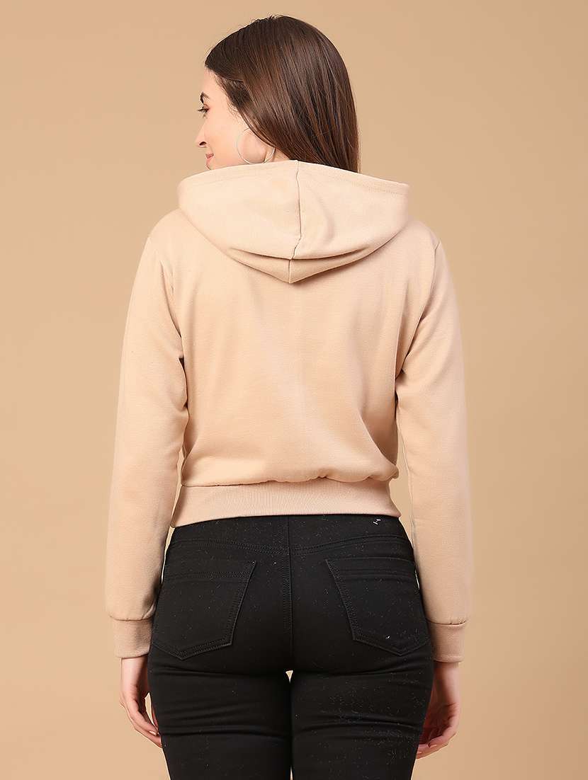 women printed long sleeve hooded cropped sweatshirt - 22183797 -  Standard Image - 4