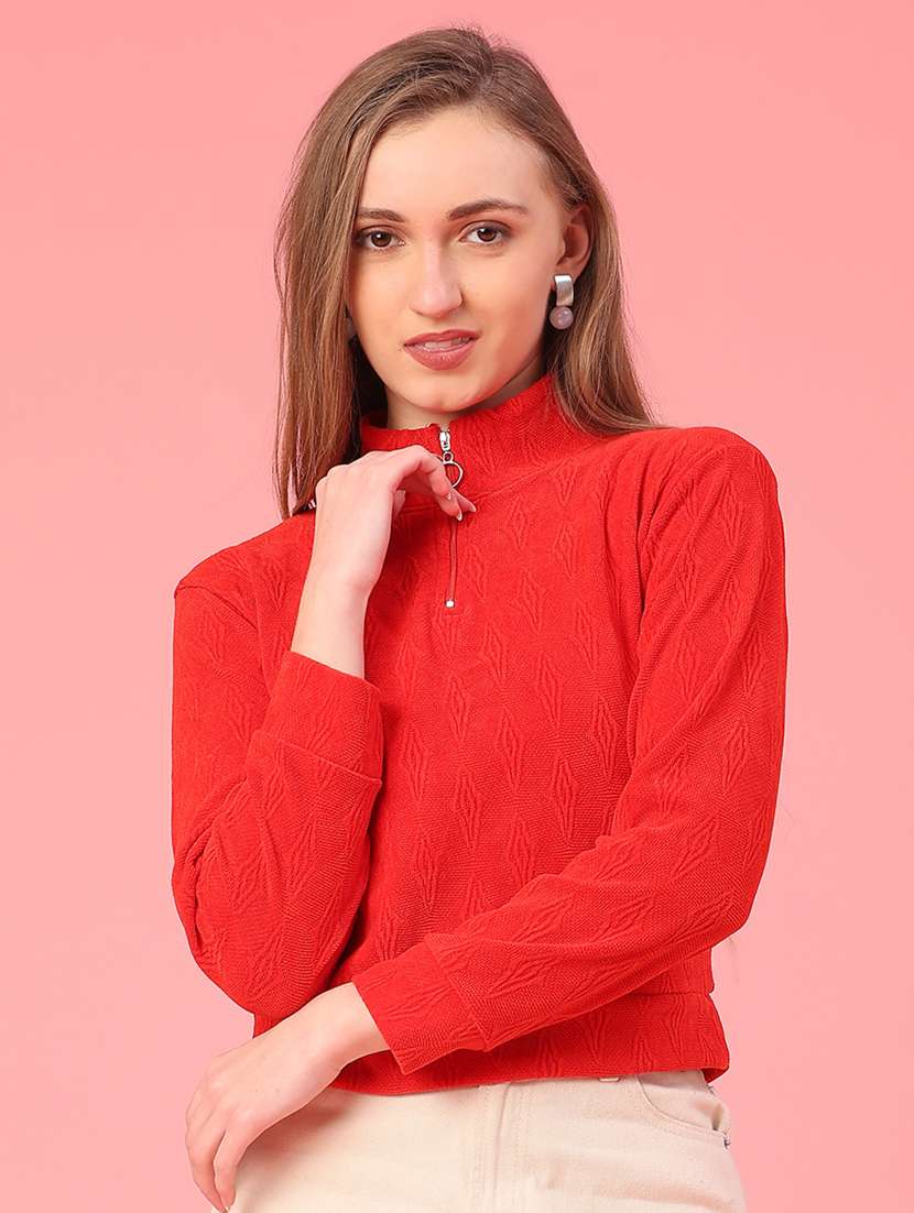 women solid long sleeve cropped sweatshirt - 22183803 -  Standard Image - 1