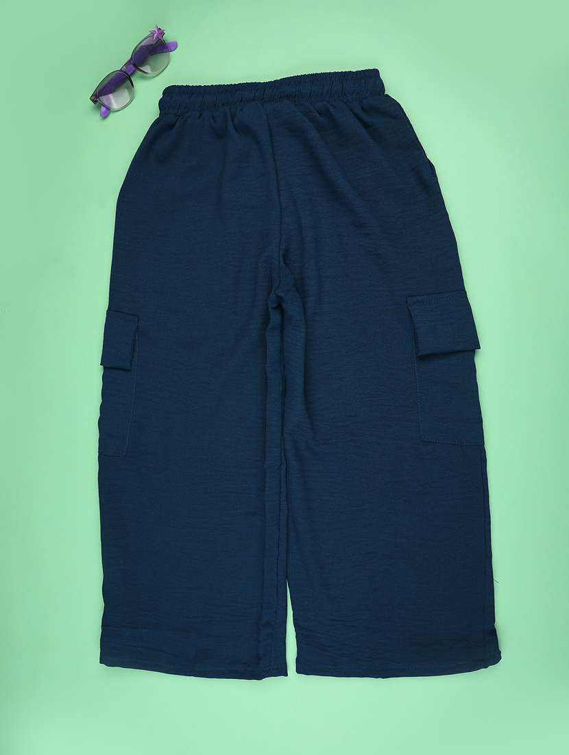 Girls Solid Mid Rise Cargos - 22183816 -  Standard Image - 1