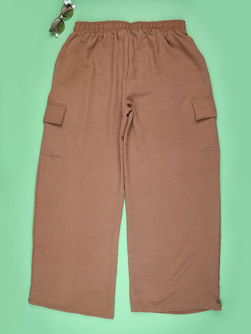 Girls Solid Mid Rise Cargos - 22183817 -  Standard Image - 1