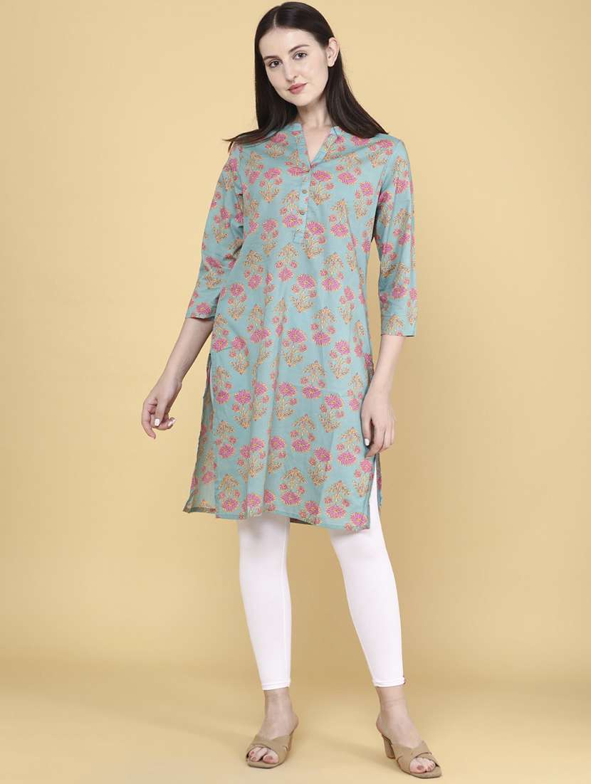 women printed cotton straight kurta - 22183903 -  Standard Image - 4